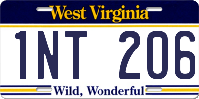 WV license plate 1NT206