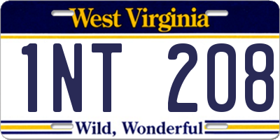 WV license plate 1NT208
