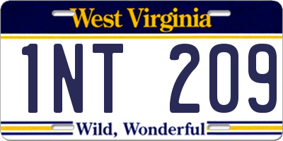 WV license plate 1NT209