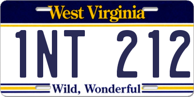 WV license plate 1NT212