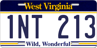 WV license plate 1NT213