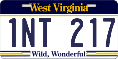 WV license plate 1NT217