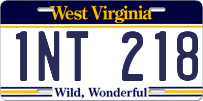 WV license plate 1NT218