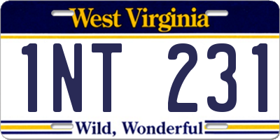 WV license plate 1NT231