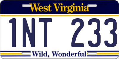 WV license plate 1NT233