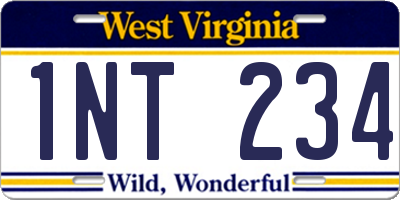 WV license plate 1NT234