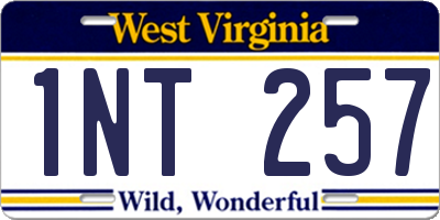 WV license plate 1NT257