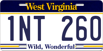 WV license plate 1NT260