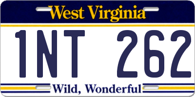 WV license plate 1NT262