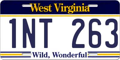 WV license plate 1NT263