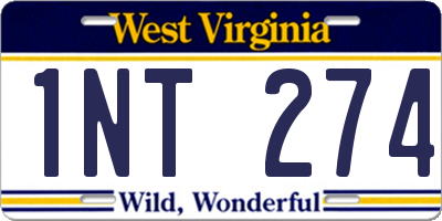 WV license plate 1NT274