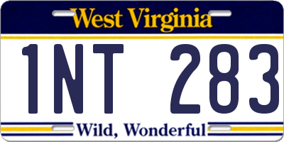 WV license plate 1NT283