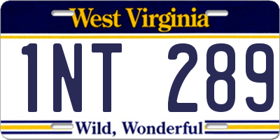WV license plate 1NT289
