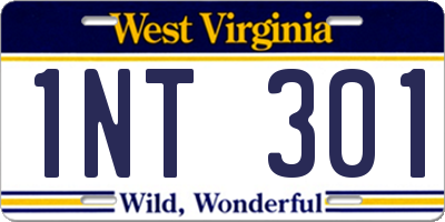 WV license plate 1NT301