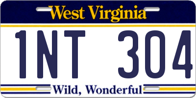 WV license plate 1NT304