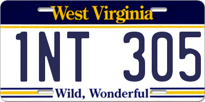 WV license plate 1NT305