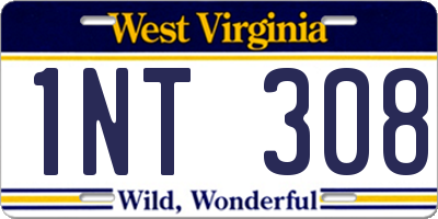 WV license plate 1NT308