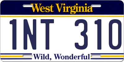 WV license plate 1NT310