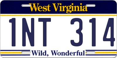 WV license plate 1NT314