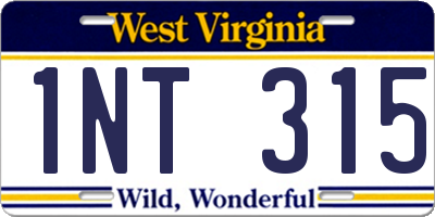 WV license plate 1NT315