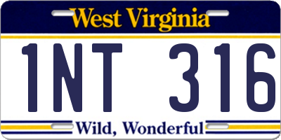 WV license plate 1NT316