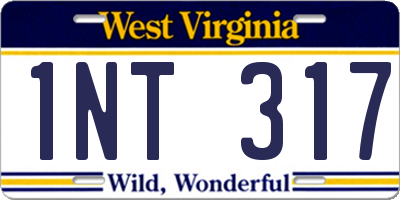 WV license plate 1NT317