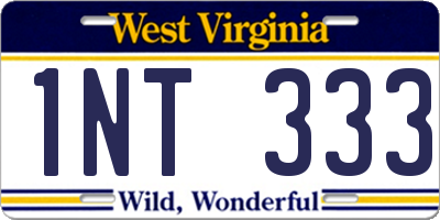 WV license plate 1NT333
