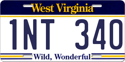 WV license plate 1NT340