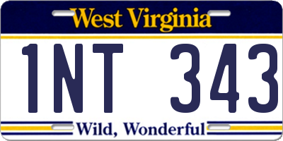 WV license plate 1NT343