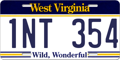 WV license plate 1NT354