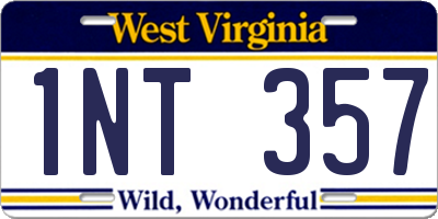 WV license plate 1NT357