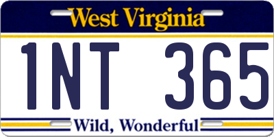 WV license plate 1NT365