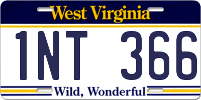 WV license plate 1NT366