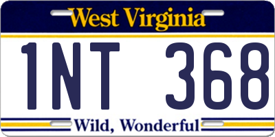 WV license plate 1NT368