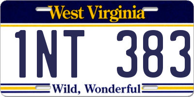 WV license plate 1NT383