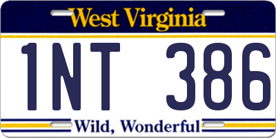 WV license plate 1NT386