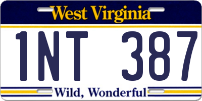 WV license plate 1NT387