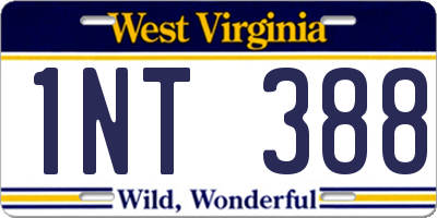 WV license plate 1NT388
