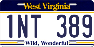 WV license plate 1NT389