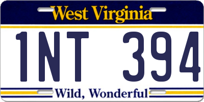 WV license plate 1NT394