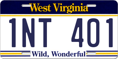 WV license plate 1NT401
