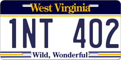 WV license plate 1NT402