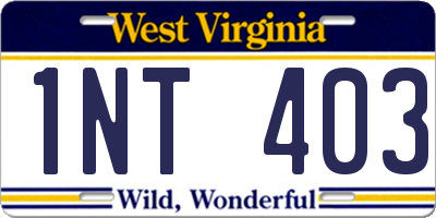 WV license plate 1NT403