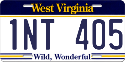 WV license plate 1NT405