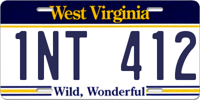 WV license plate 1NT412