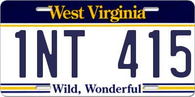 WV license plate 1NT415