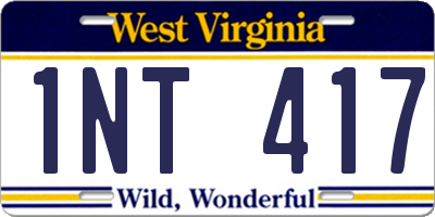 WV license plate 1NT417