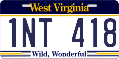 WV license plate 1NT418