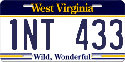 WV license plate 1NT433