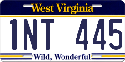 WV license plate 1NT445